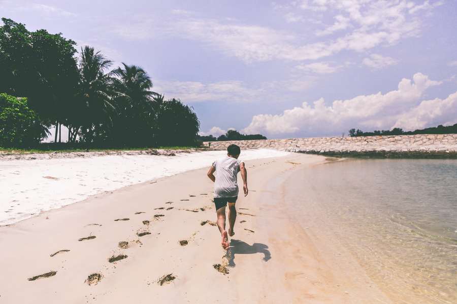 Running along the beach